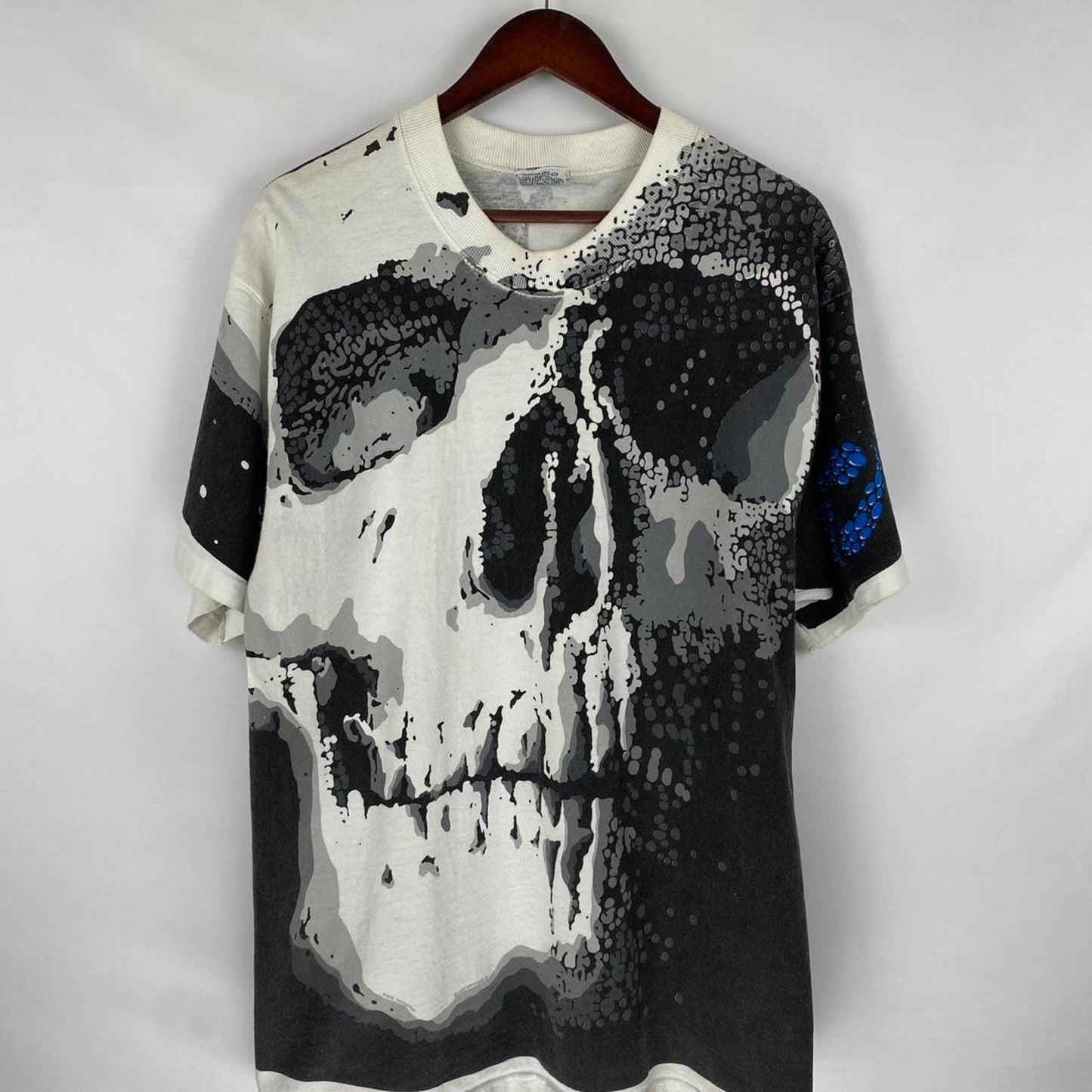 Skull & Spine Liquid Blue Tee - L