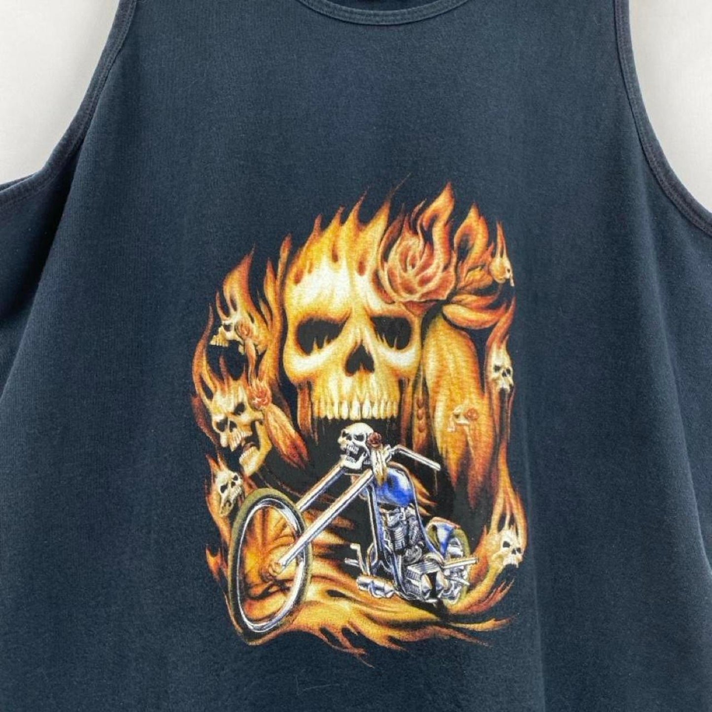 Flaming Skull Biker Tank - XL